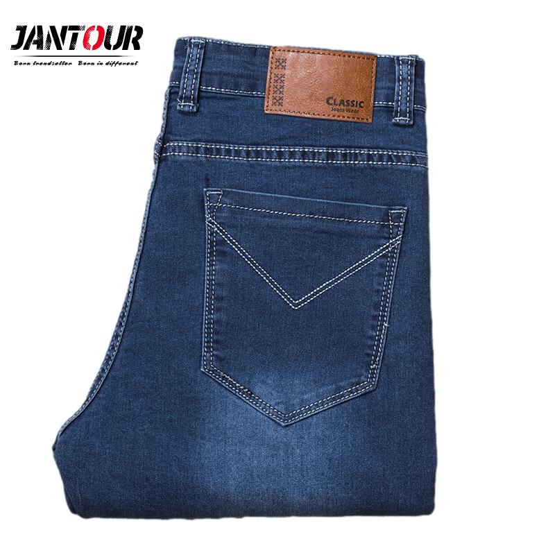 

2021 Spring Autumn Brand New Men's Jeans Business Casual Elastic Comfort Straight Denim Pants Male High Quality Trousers 46 48, Blue