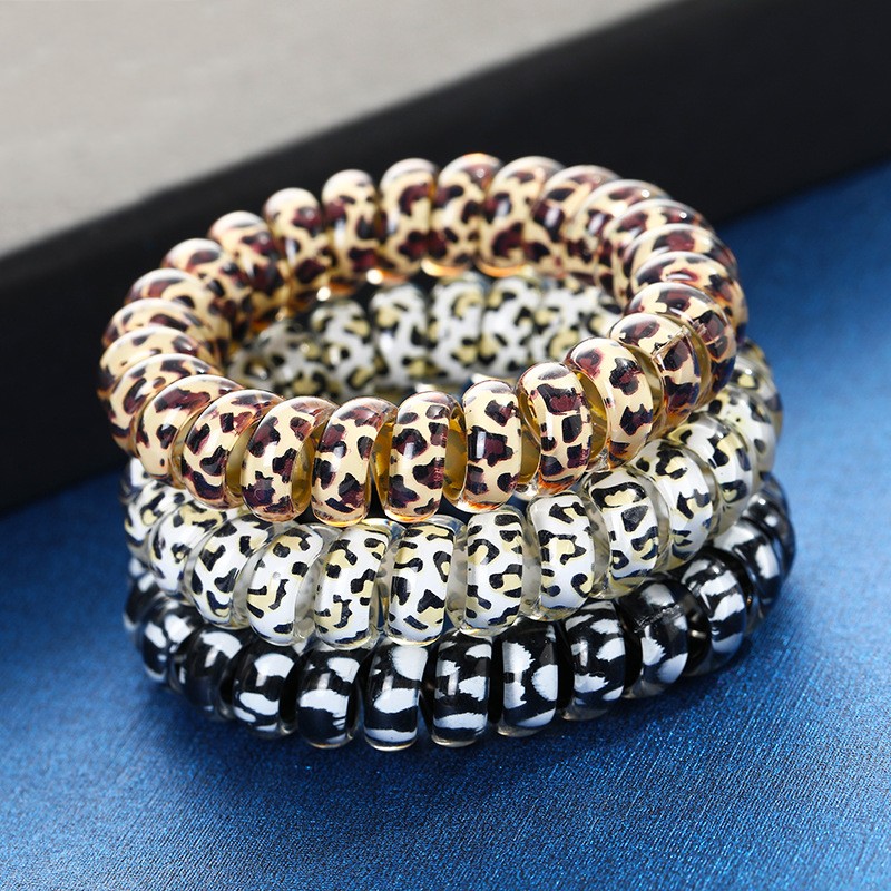 

Leopard Telephone Wire Cord Coil Hair Ties Girls Elastic Hair Bands Ring Rope Leopard Print Bracelet Stretchy Hairband GGA2799 292 K2, As pic
