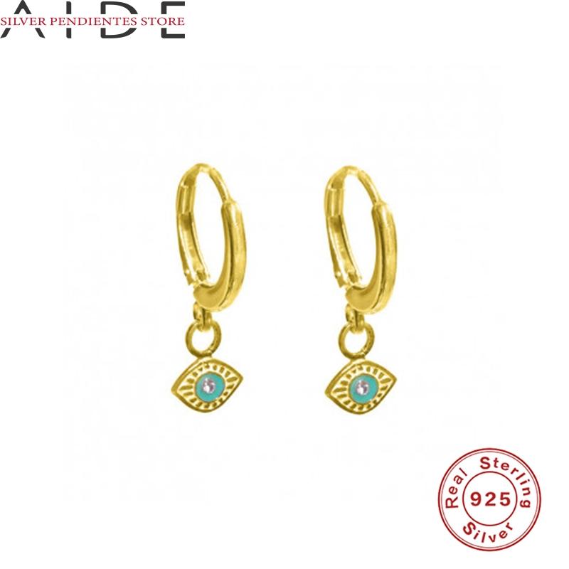 

Hoop & Huggie AIDE Earrings For Women 2021 Dangle Earing 925 Sterling Silver Fashion Jewelry Girls All-Match Lucky Pendant