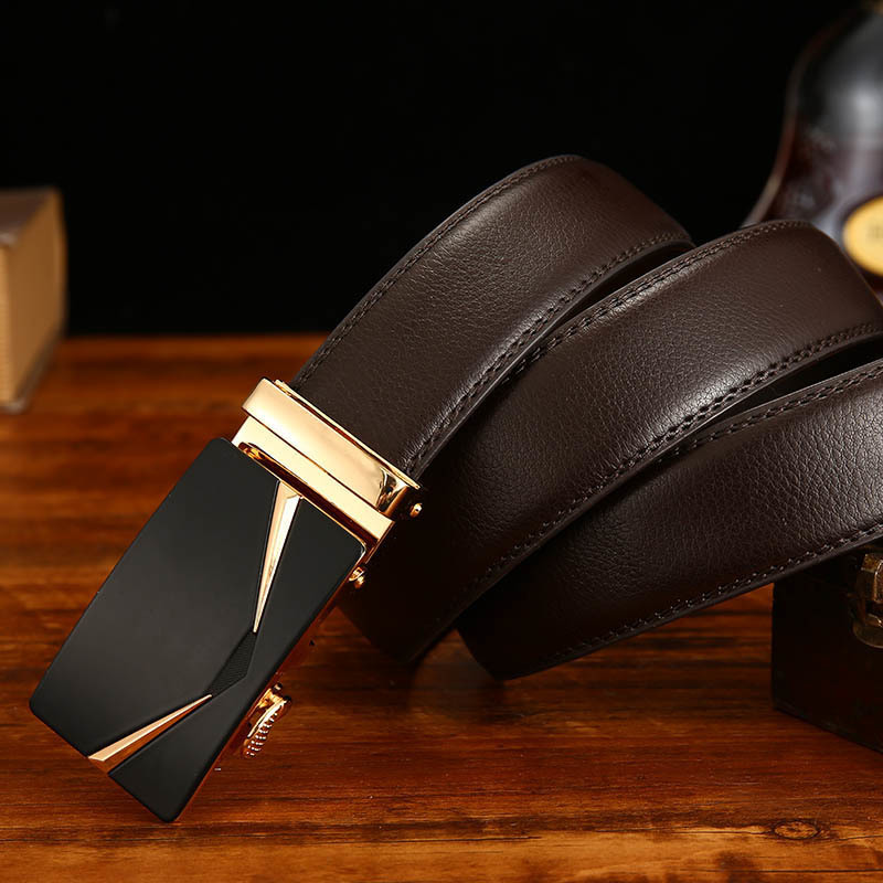 

2021 Hot Sale New Fashion Business Luxury Automatic Buckle Genuine Leather Belts for Men Waist Fdu2, Black