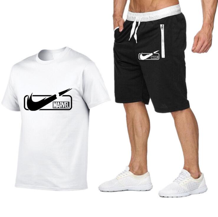 

New summer women's men's tracksuits short-sleeved T-shirt + shorts casual sportswear 2 piece sports running suits jogging suit tees, Yellow