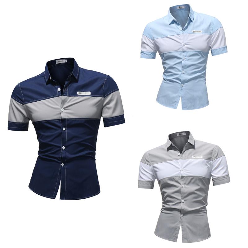 

2020 New Style Joint White Short-Sleeved Shirt Men Korean-Style Trend Shirt-Style Slim Fit Base Shirt, Gray