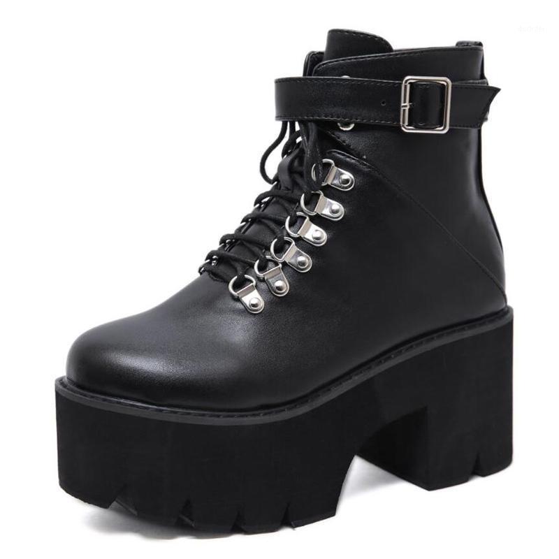 

Fashion women's ankle boots 2021 New classic Punk platform Women boots autumn winter snow ladies Motorcycle YMB2661, Black
