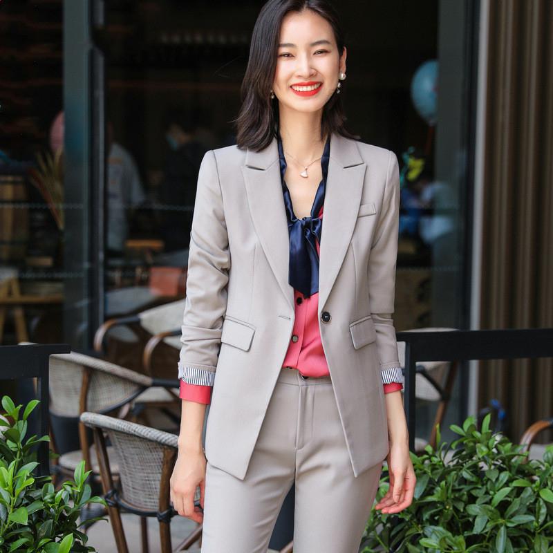 

Uniform Deigns Women Pantsuits with Pants and Jackets Coat Autumn Winter Business Work Wear Pantsuits Styles Blazer Set