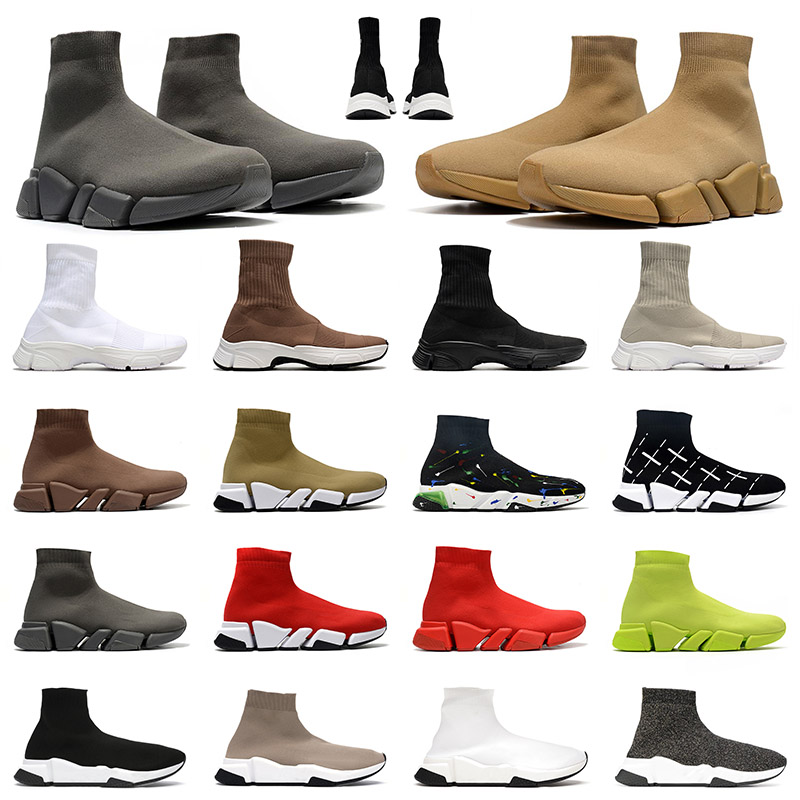 

2022 Arrival Socks Shoes 2.0 Platform Sneakers Vintage Grey Brown Speed 3.0 Beige Triple Black Graffiti Sole Designer Sock Boots Casual Jogging Walking, Color 1 36-40