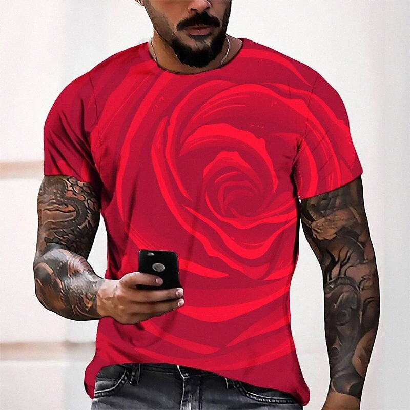 Men's Tee T shirt 3D Print Graphic Round Neck Casual Daily 3D Print Short Sleeve Tops Fashion Designer Cool Comfortable Red S9RG#