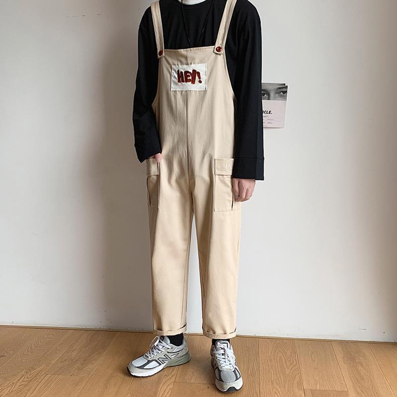 

Men' Japanese Casual Pants Men' Overalls Jumpsuit Black/Khaki Fashion Loose Pants Plus Size M-XL