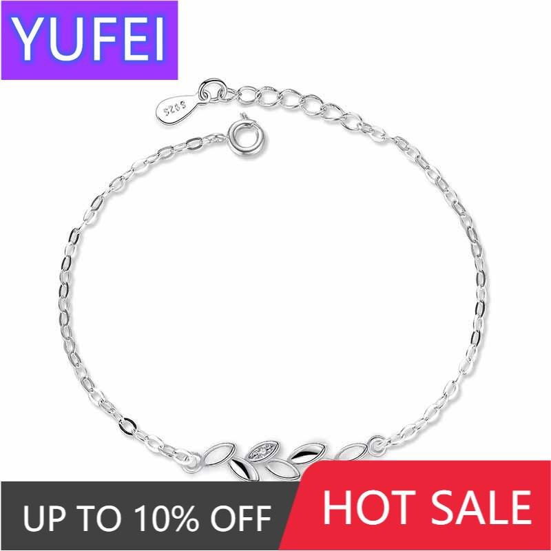 

Charm Bracelets YUFEI Adjustable Stainless Steel Bracelet And Bangles For Women Girls Charms Crystal Lucky Leaf Link Chain Jewelry