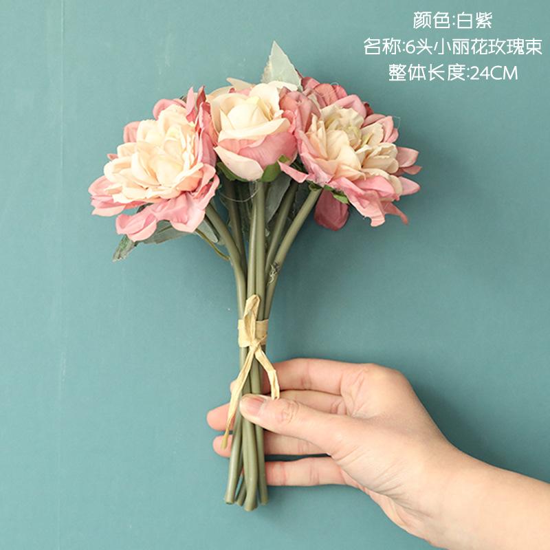 

10Pcs/lot Artificial Flowers 6 Heads Rose Bunch Silk Flowers Decoration Home Table Wedding Hand Hold Bouquet Fake Roses, Light green