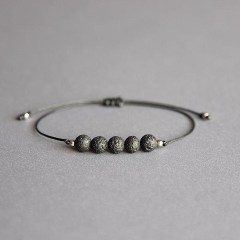 

Vintage Simple Black Rope Beaded Bracelet Men Women Handmade Weave Lava Stone Bracelet For Men Women Jewelry Charm