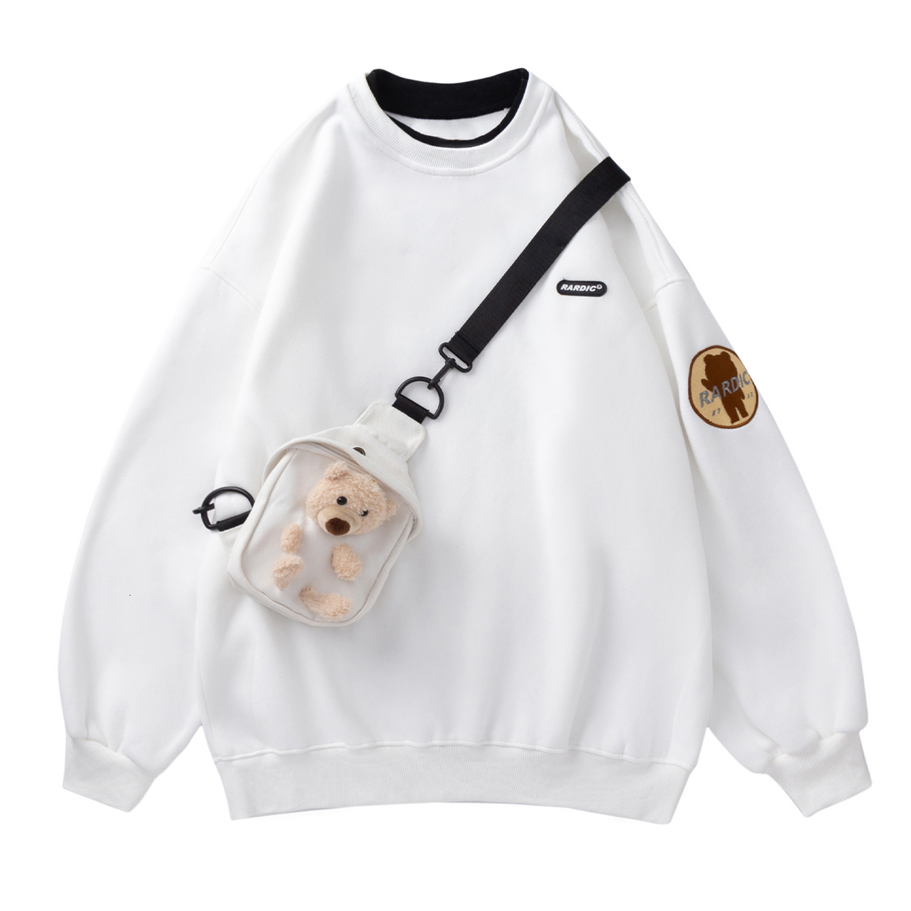 

2021 New Hoodie Sweatshirt Men Oversized Harajuku Hooded Pullover with Bear Bag Winter Cotton Long Sleeves Sweatshirts Unisex 2021ss Tops 9w, White