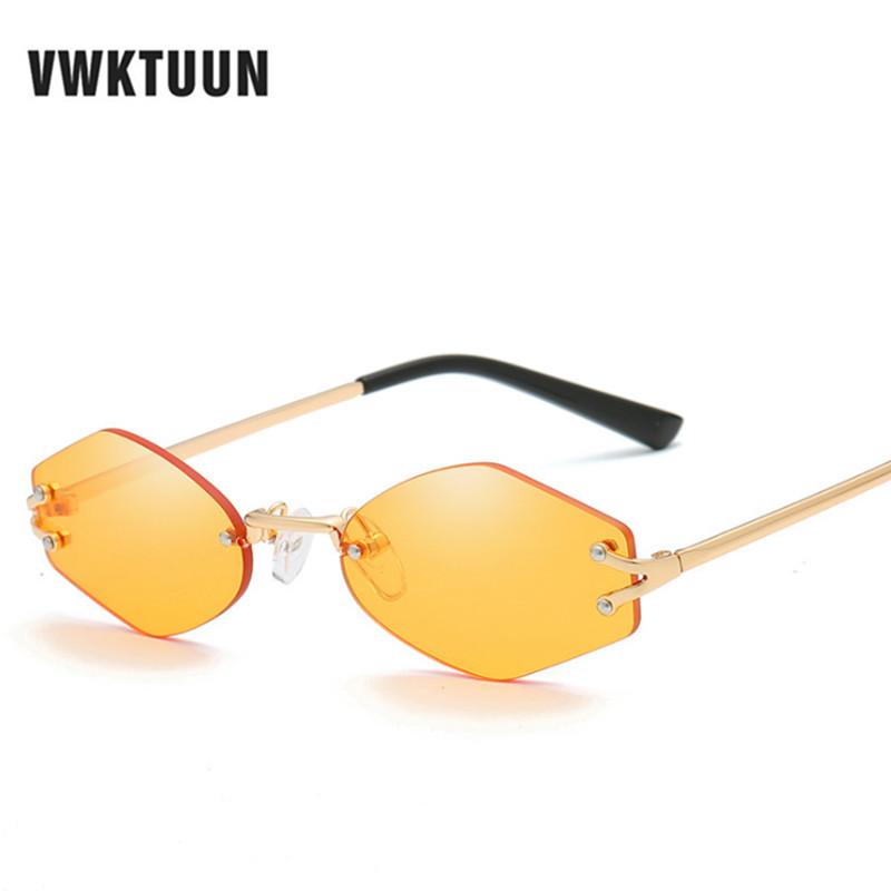 

VWKTUUN Rimless Sunglasses Women Geometric Glasses Luxury Small Sunglasses Hip-Hop Oculos Feminino Vintage Retro New