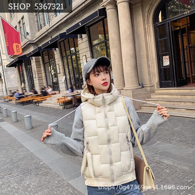 

2019 Winter Trend Thickening Bread Serve Sleeveless Down Cotton-padded Clothes Vest Short Fund Loose Coat Woman1, Black