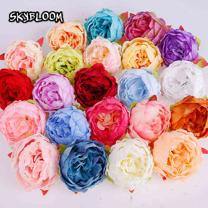 

10cm Silk Peony Flower Wholesale 50pcs Artificial Rose Heads Bulk Flowers for Flower Wall Kissing Balls Wedding Supplies KB02 AA220308