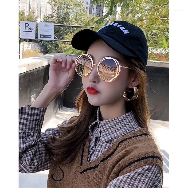 

2020 New Fashion Alloy Round Sunglasses For Women Chic Circle Gradient Sun Glasses Female Goggle Shades oculos1