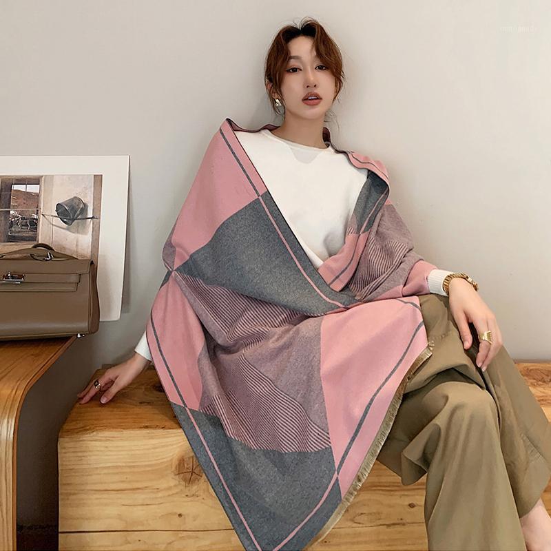 

New arrival fashion Autumn winter temperamental plaid scarf women warm high quality elegant cute outdoor big girls shawl1