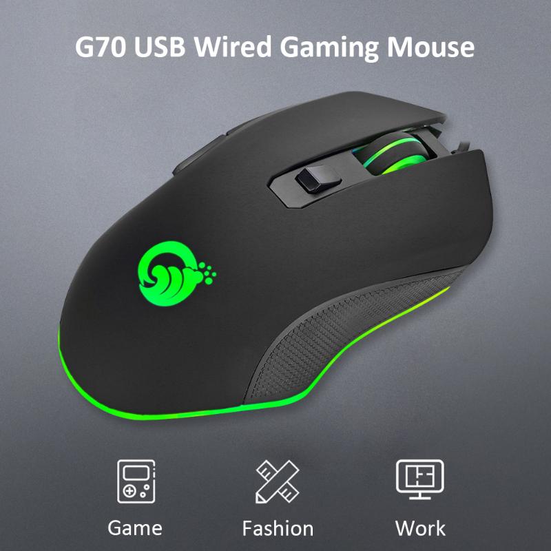 

Hot Sale Wired Mouse Delicate Design G70 Wired RGB Gaming Mouse 6 Buttons 3200DPI Adjustable Optical Ergonomic