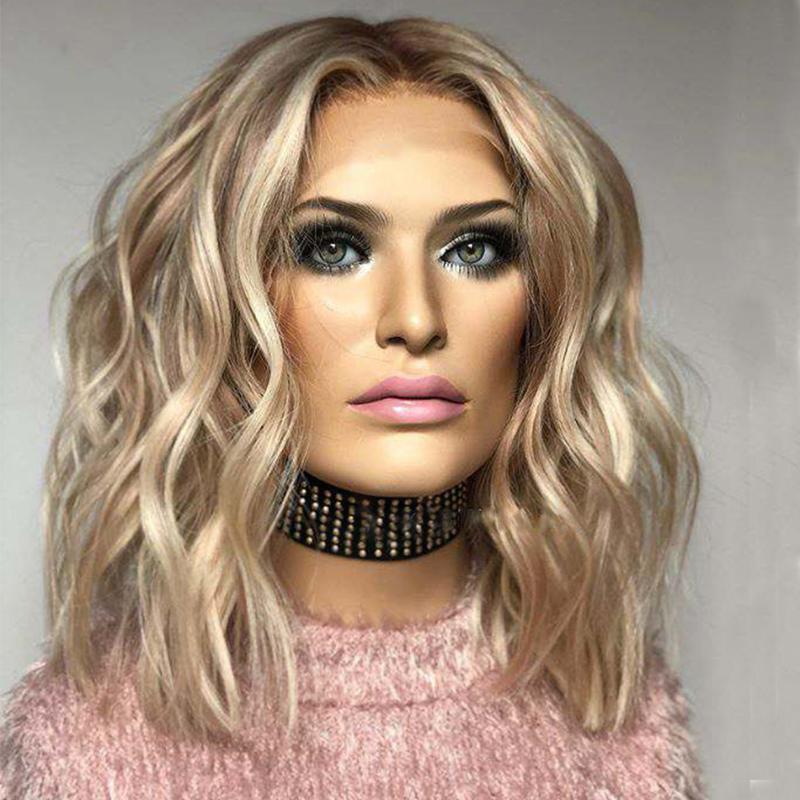 

Bob Blonde 150Density Virgin Human Hair 13x6 Lace Front Wigs for Women Transparent Silk Top Lace Front Blonde Highlight Wigs, Lace front wig