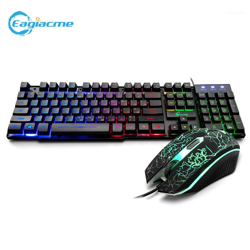 

T5 Mechanical Feeling Gaming Keyboard Mouse Set Russian Gamer Keyboard 2000 Dpi Gamer Mouse Mice With Colorful Backlight For PC/1