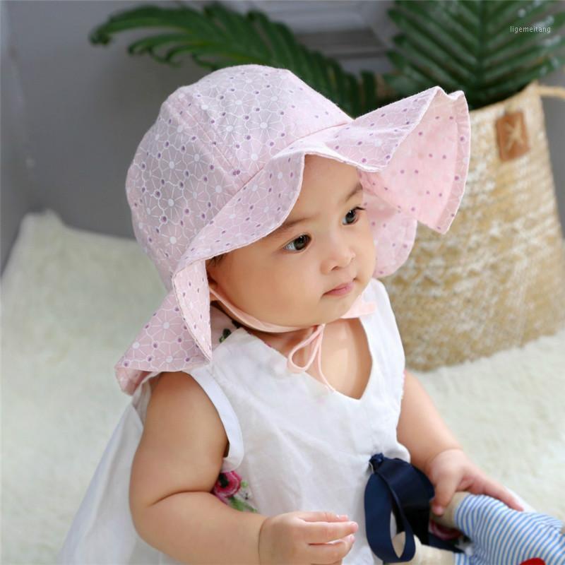 

Korean-style Summer Baby Hat Breathable Pure Cotton Babies' Children Summer Hat Large Brim Sun Topee1, White
