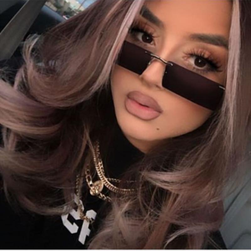 

Sunglasses Fashion Rimless Ladies Square Simple Elegant Champagne Color Personality Classic Beach High-quality Sun Glasses