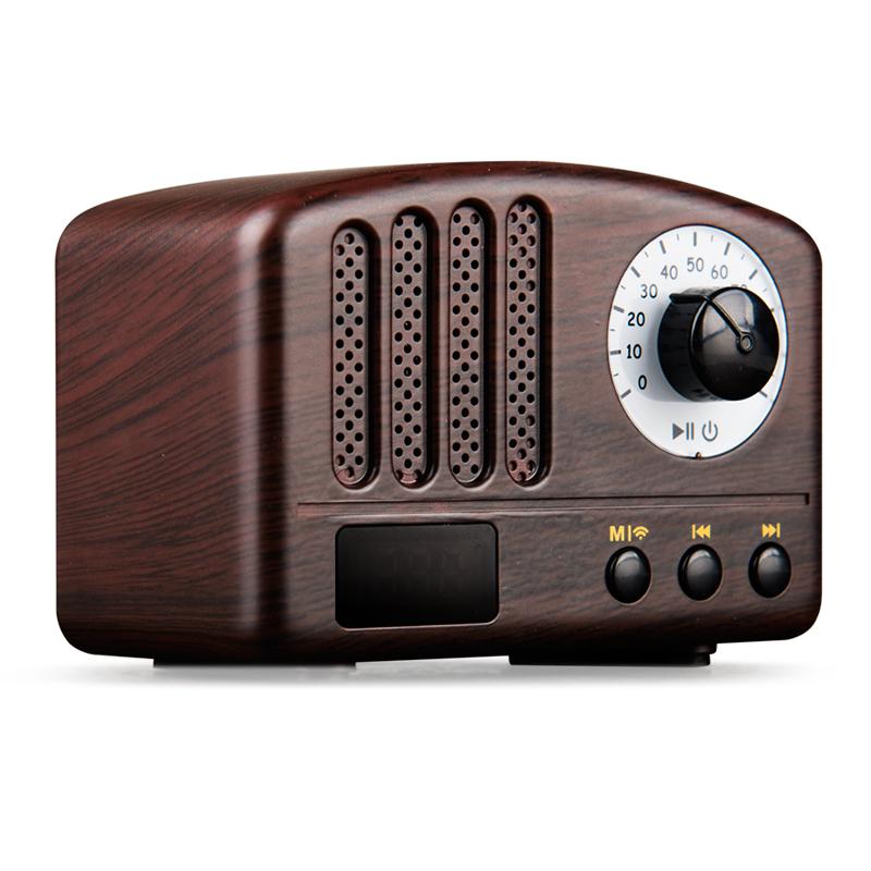 

New Retro Bluetooth Speaker Portable Small Radio Mini Stereo Fashion Boombox Gift Wooden Pink Speakers Support U Disk TF Card