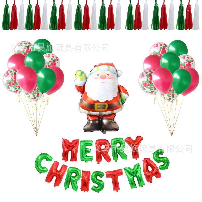 

christmas day decoration balloon suit KTV Hotel party venue layout Santa Claus aluminum balloon free shipping1