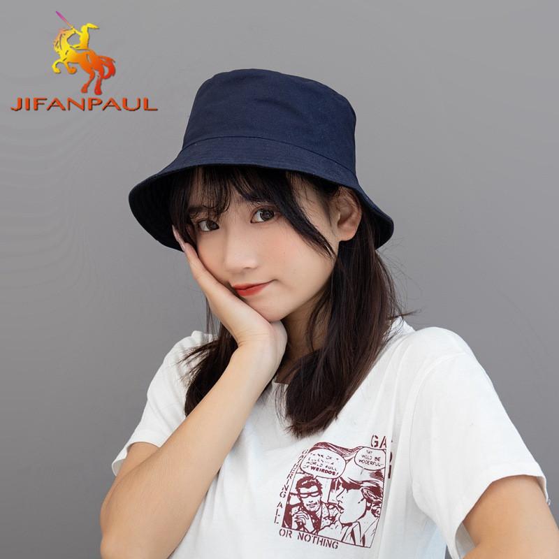 

JIFANPAUL double-sided solid color spring and summer sun visor breathable sunscreen fashion high-quality fisherman hat women, T42-pink black