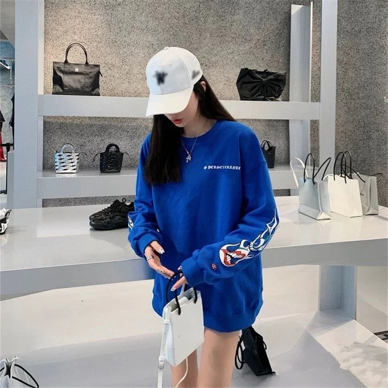 

Cro Ch Heart Round Neck Long Sleeve Sweater Men' Women' Spring and Autumn Chic Super Fire Cartoon Printed High Street Top, White