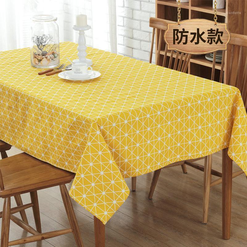 

Customizable Cotton Linen Tablecloth Yellow Stripe Geometric Line print Table cloth Simplicity Rectangular Wedding Table cover1