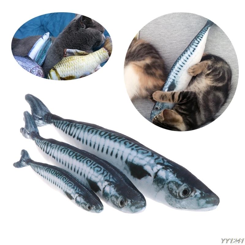 

3D Soft Pet Cat Plush Simulation Fish Stuffed Mint Interactive Kitten Chewing Toy Y110-Dropshipping