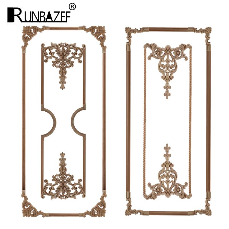 

Door On The Wall Woodcarving Wood Decal Carving Lines Wood Applique Rose Rubber Home Decoration Accessories Cabinet Hot Sal