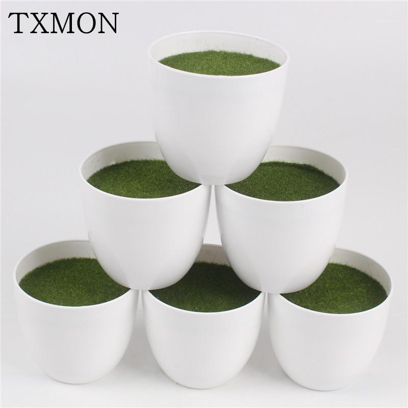 

White Round Plastic Flower Pot Plants Vase Simple Moderm Flowerpot With Foam Floral Arrangement Accessories1