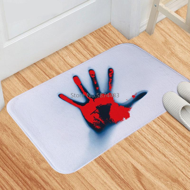 

Soft Halloween Style Rug Decoration Blood Footprints Non-slip Mat Bathroom Carpets