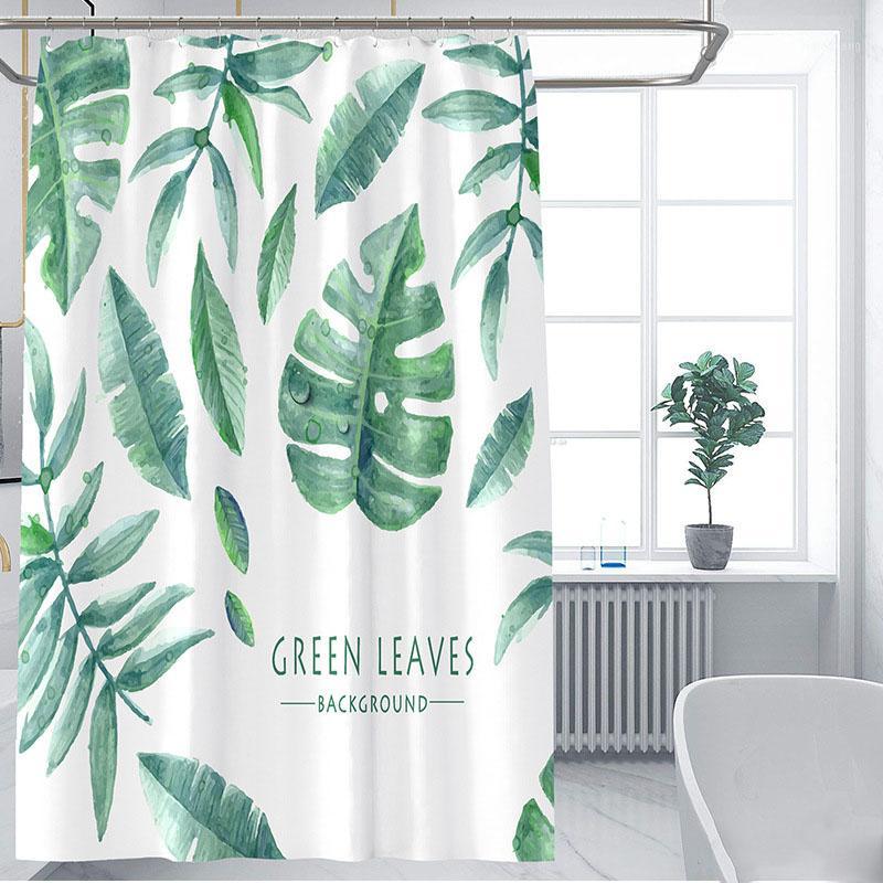 

Green Leaves Shower Curtain Bath Curtain Waterproof Polyester Bathroom Shower Room Home Decor douchegordijn T2941