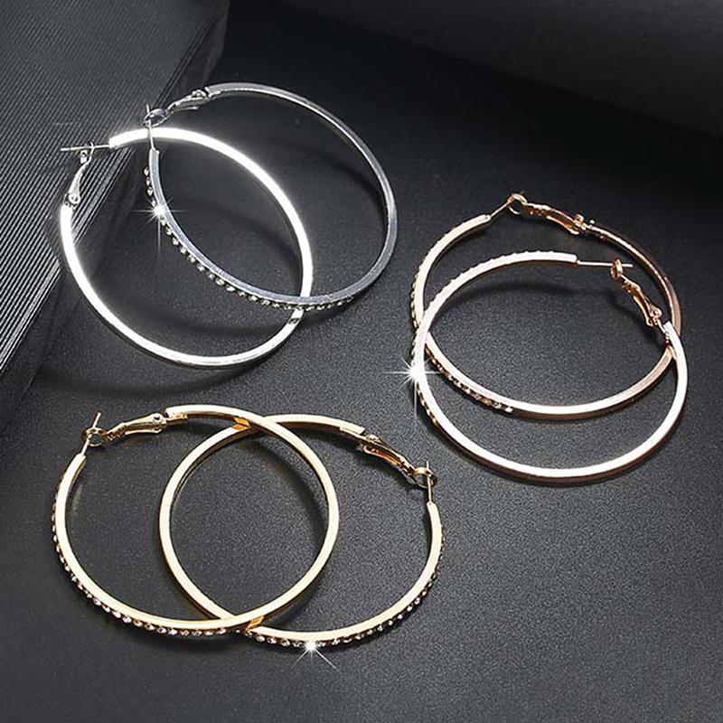 

Hoop & Huggie 1pair Big Small Circle Earrings For Women Female Fashion Ring Ear Jewelry Nightclub Ladies