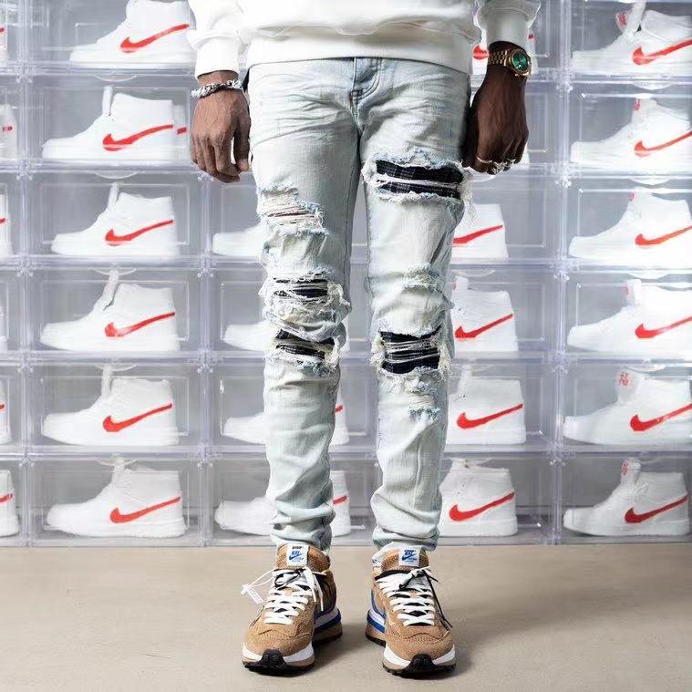 

XK12689 Fashion Men's Jeans 2020 Runway European Design party style Men's Clothing, As pic