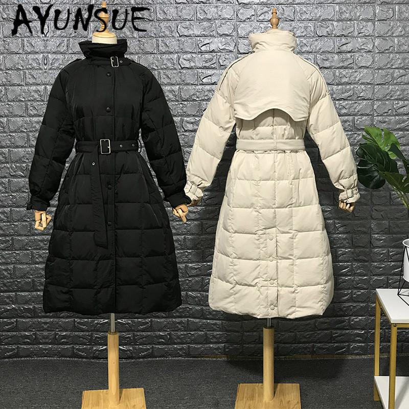 

AYUNSUE 90% White Duck Down Jacket Women Winter Coat Women Down Coat Korean Puffer Jacket Warm Parka Chaqueta Mujer YY1470, Beige