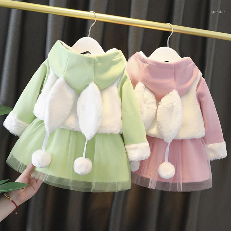 

Girls Coat Autumn Winter Kids Velvet Girls Princess Coat Dress Ear Hoodie Casual Outerwear for Girl Infants Clothing1, Green