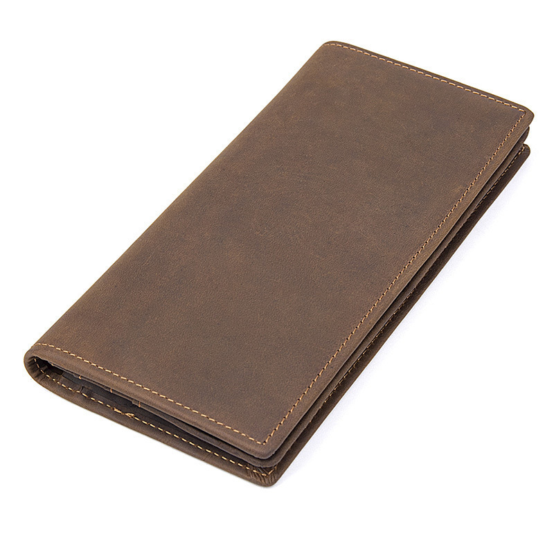 

2020 Genuine From Vintage Leather Walet Portomonee Coin Purse Stock Card Holder of Men's Male Wallet Long Crb8, Brown.