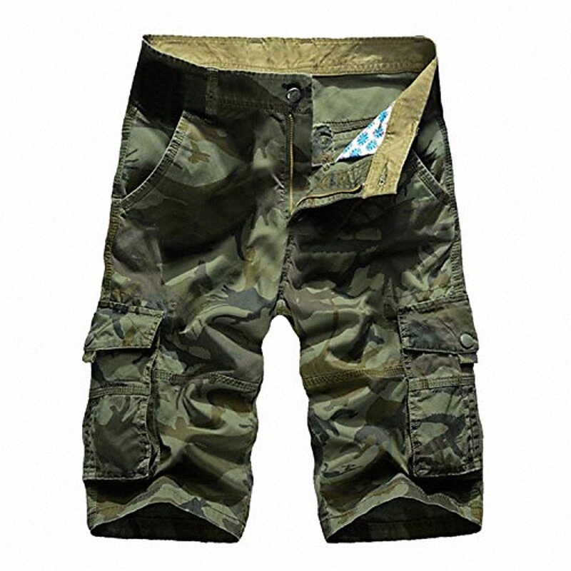 men's camo shorts summer baggy pockets with zipper trousers camouflage cargo clothes streetwear bermuda masculina V5ol#