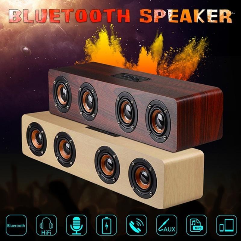 

20W Wooden portable bass column Home Theater Stereo surround Bluetooth speaker Multi-function Subwoofer Soundbar Support TF FM1