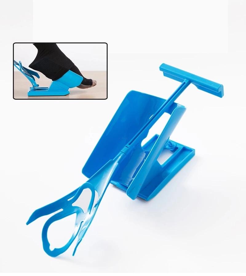 

1PCS Sock Slider Aid Blue Helper Kit Helps Put Socks On Off No Bending Shoe Horn Suitable For Socks Foot Brace Support