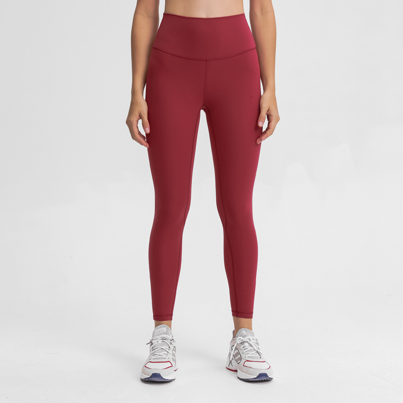 

2021 New 7/8 Exploring Naked Feel Women Leggings Brushed Fabric Booty Yoga Pants Workout Tights for Sports Tckm, Red
