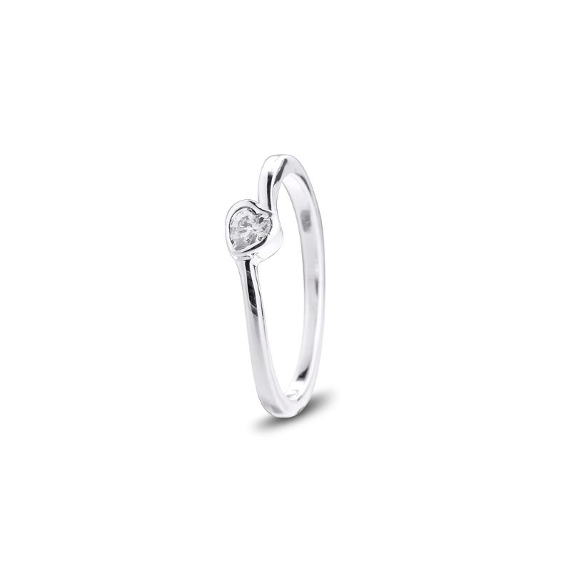 

Cluster Rings Clear Tilted Heart Solitaire Ring Real 925 Sterling Silver For Women Engagement Wedding Statement Jewelry Gift Anillos