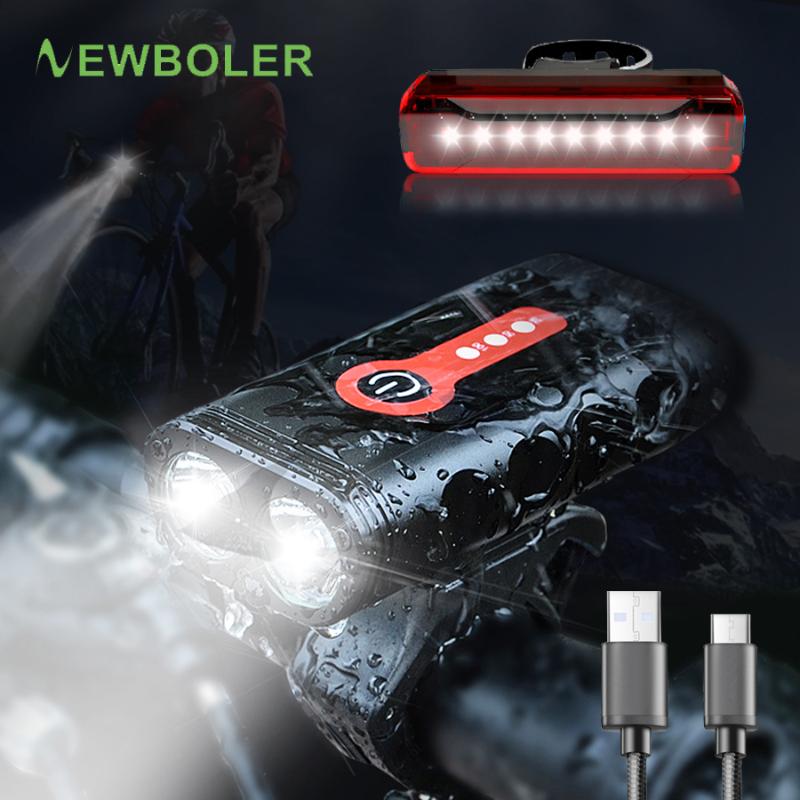 

NEWBOLER Super Bright Bicycle Light XML-L2 Bike Light Set With USB Chargeable Taillight 18650 Battery Cycling Front Mount