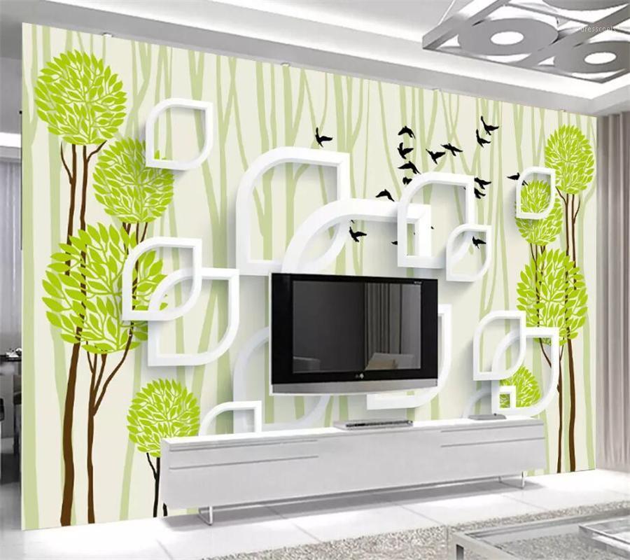 

Custom Photo Wallpaper 3D MuralS Rose Stereo Trees Living Room Bedroom restaurant TV Background Wall paper 3d papel de parede1, As pic