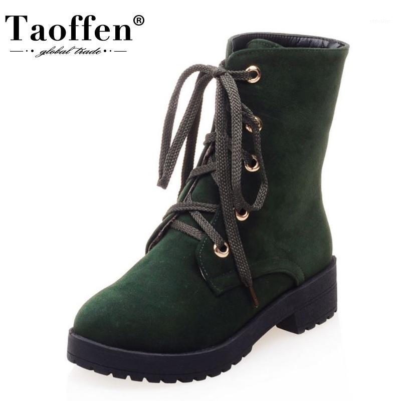 

Taoffen Size 34-43 Women Ankle Boots Flats Round Toe Shoes Flock Winter Warm Boots Women Fashion Party Footwear1, Black