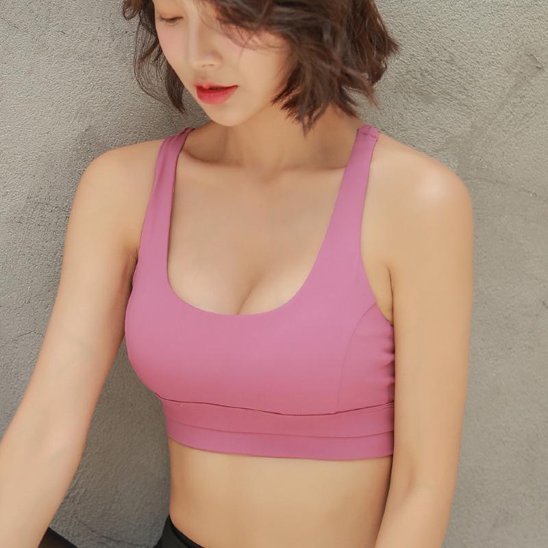 

Women's sport bra shockproof running gathered shaped adjustable buckle fitness bra, Red