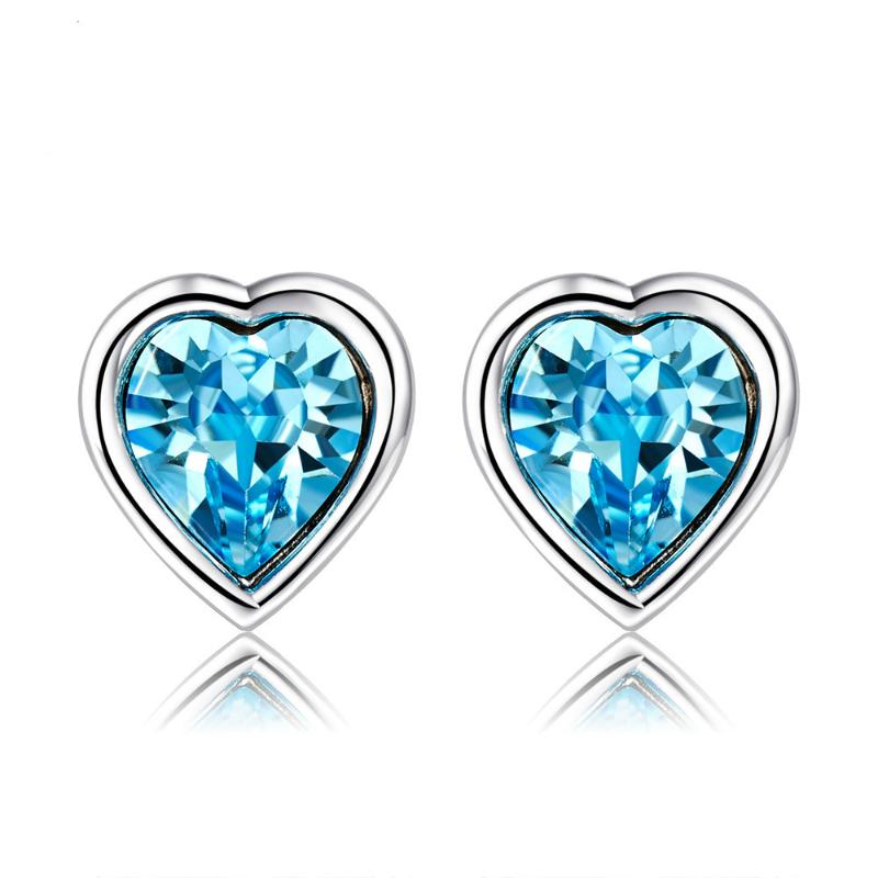 

Fashion 925 Sterling Silver Stud Earrings Blue Korean Earrings Women Luxury